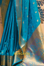 Blue And Golden Woven Kanjivaram Silk Saree