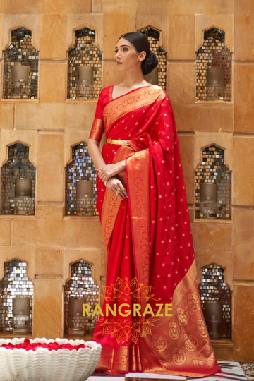 Bridal Red And Golden Woven Kanjivaram Silk Saree