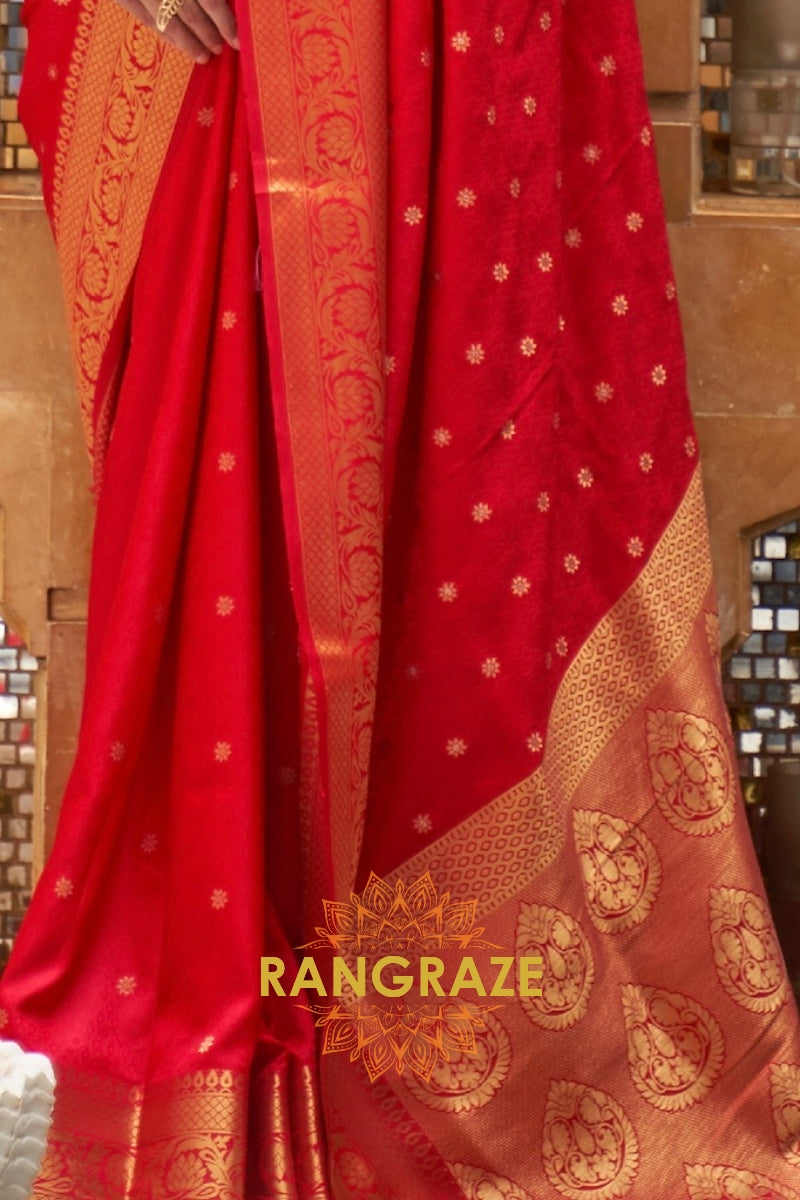 Bridal Red And Golden Woven Kanjivaram Silk Saree