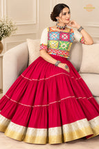 Festive Tiered Frilled Lehenga Choli with Mirror & Thread Work