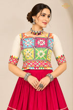 Festive Tiered Frilled Lehenga Choli with Mirror & Thread Work