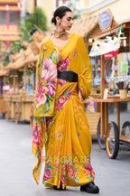 Mustard Blossom Georgette Saree