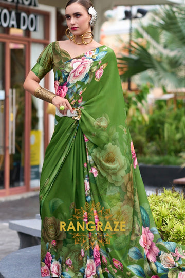 Olive Garden Floral Georgette Saree