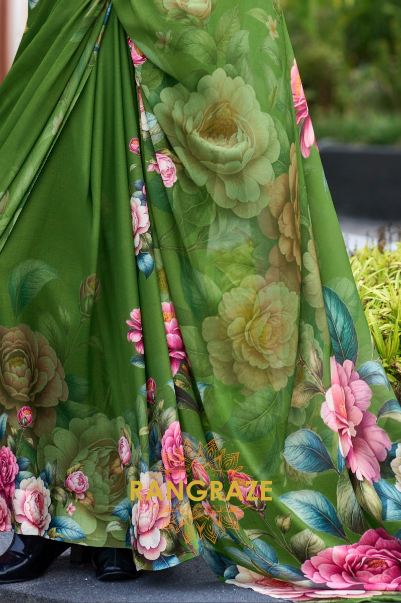 Olive Garden Floral Georgette Saree