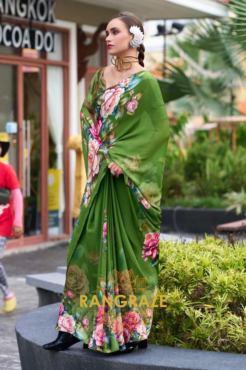 Olive Garden Floral Georgette Saree