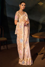 Golden Cream Embroidered Madhurai Silk Saree