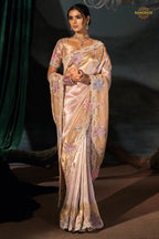 Golden Cream Embroidered Madhurai Silk Saree