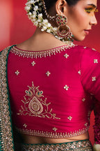 Green Embroidered Silk Saree With Designer Border