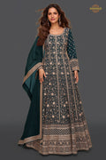 Green Stitched Georgette Gown with Dupatta