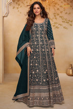 Green Stitched Georgette Gown with Dupatta