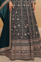 Green Stitched Georgette Gown with Dupatta