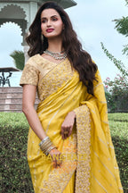 Golden Sunshine Hand-Embroidered Silk Saree