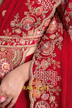 Ruby Bloom Designer Hand-Embroidered Upada Silk Saree