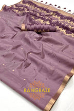 Lavender Dusk: Handloom Linen Saree