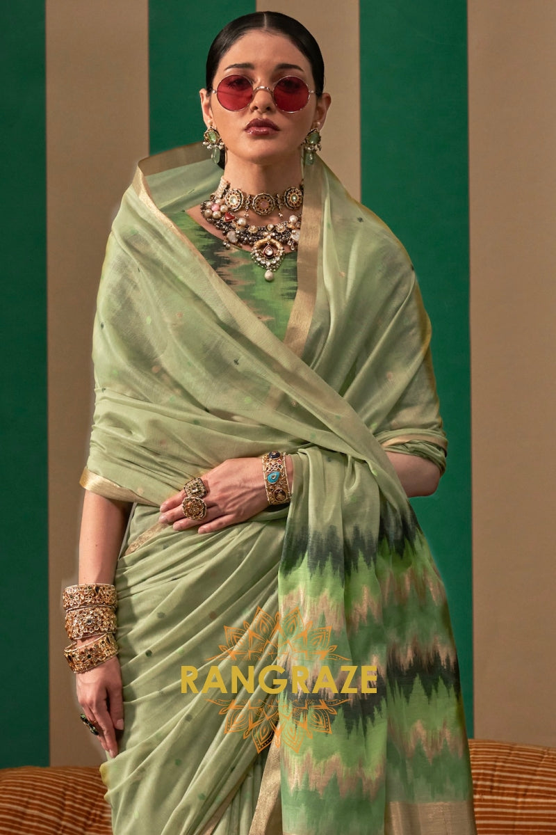 Meadow Breeze: Handloom Linen Saree