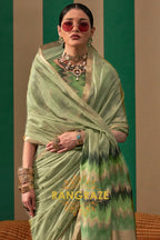 Meadow Breeze: Handloom Linen Saree