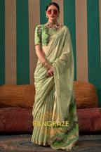 Meadow Breeze: Handloom Linen Saree