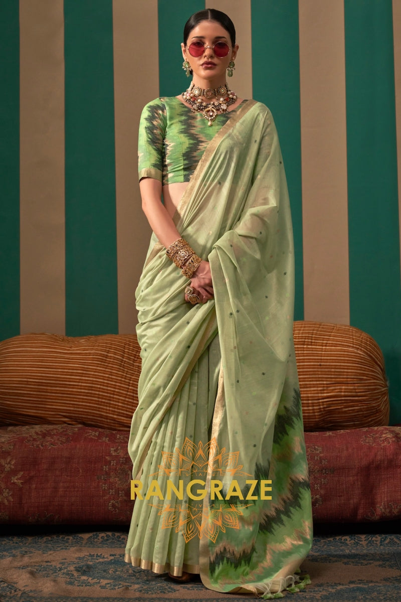Meadow Breeze: Handloom Linen Saree