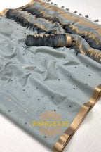 Slate Elegance: Handloom Linen Saree