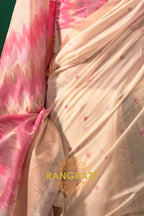 Ivory Blossom: Handloom Linen Saree