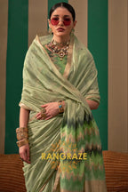 Meadow Breeze: Handloom Linen Saree