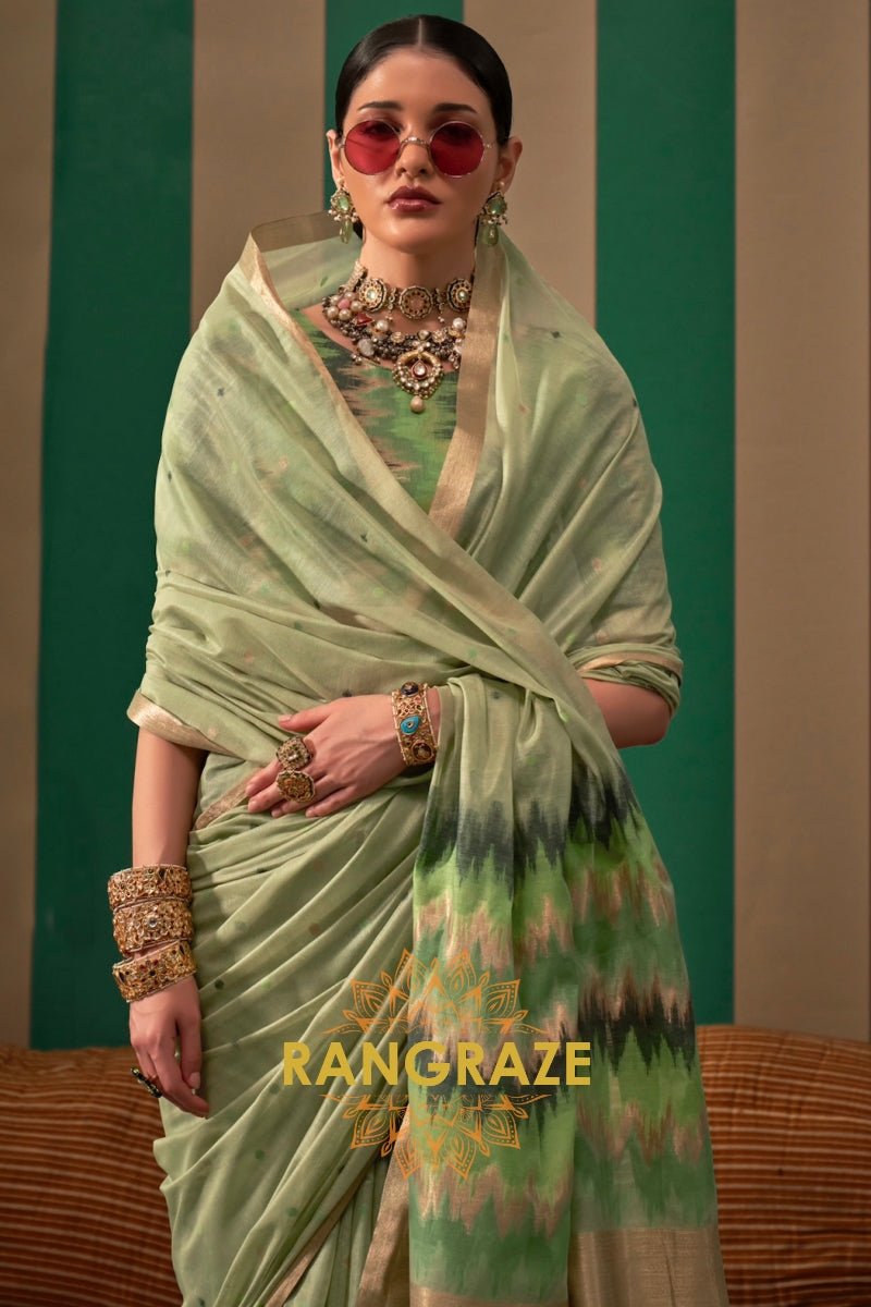 Meadow Breeze: Handloom Linen Saree