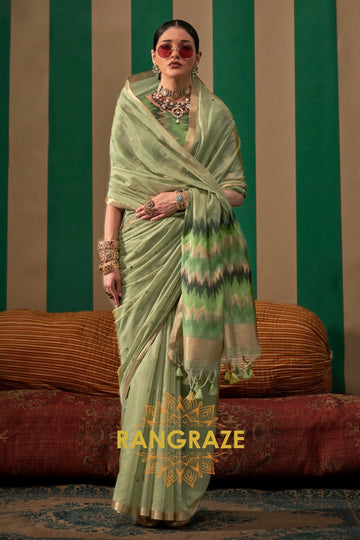 Meadow Breeze: Handloom Linen Saree