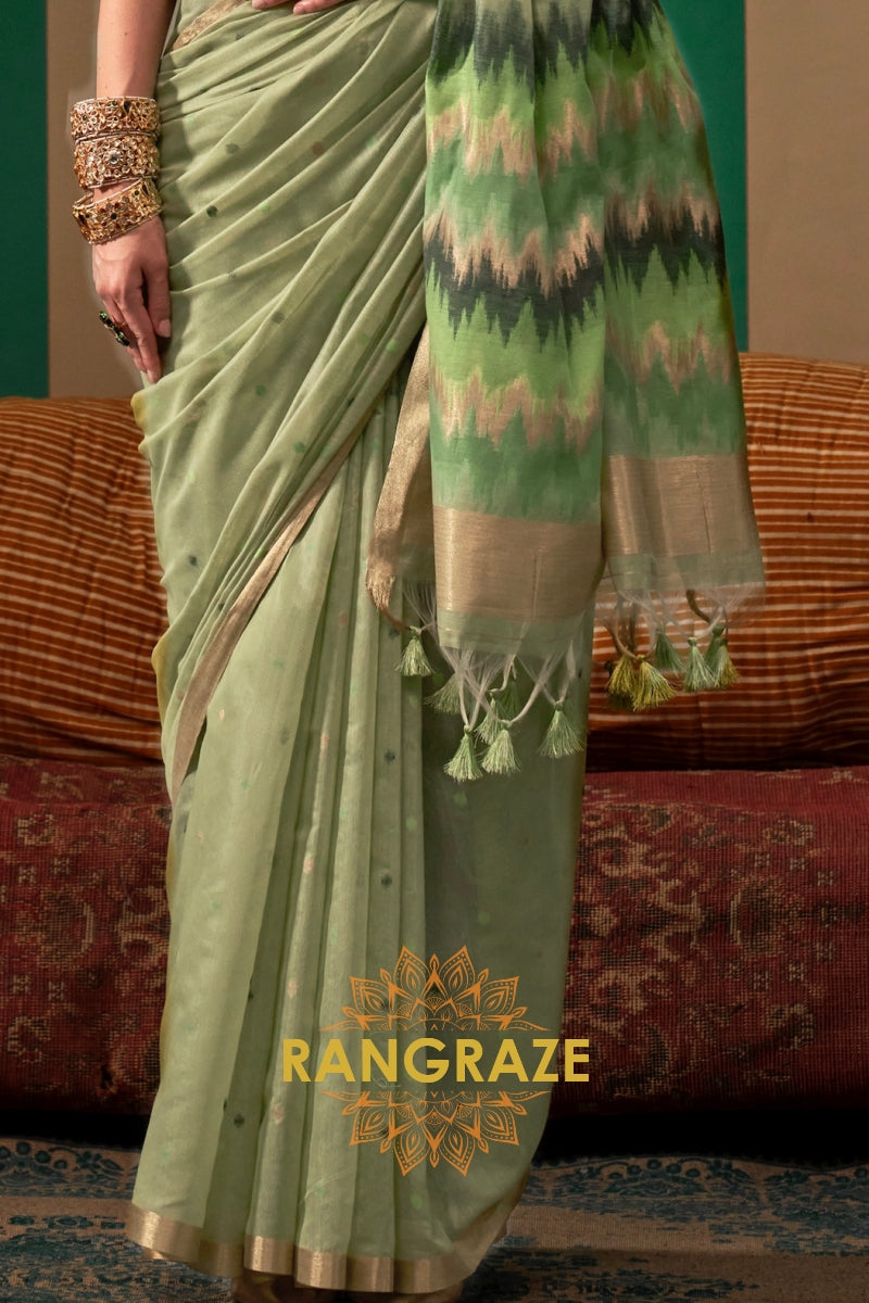 Meadow Breeze: Handloom Linen Saree