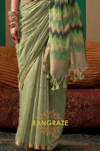 Meadow Breeze: Handloom Linen Saree