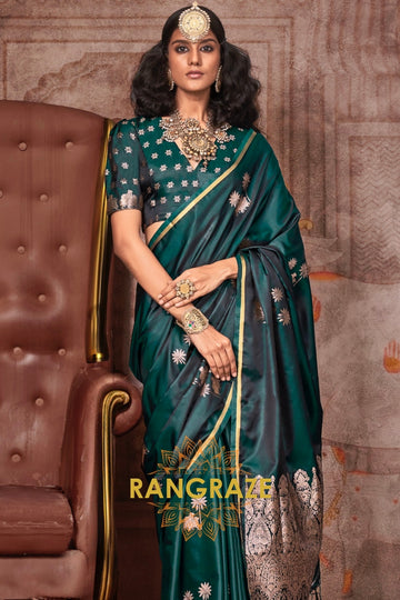 Emerald Green Banarasi Silk Saree with Zari Brocade