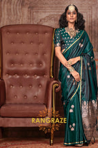 Emerald Green Banarasi Silk Saree with Zari Brocade