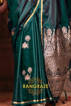 Emerald Green Banarasi Silk Saree with Zari Brocade