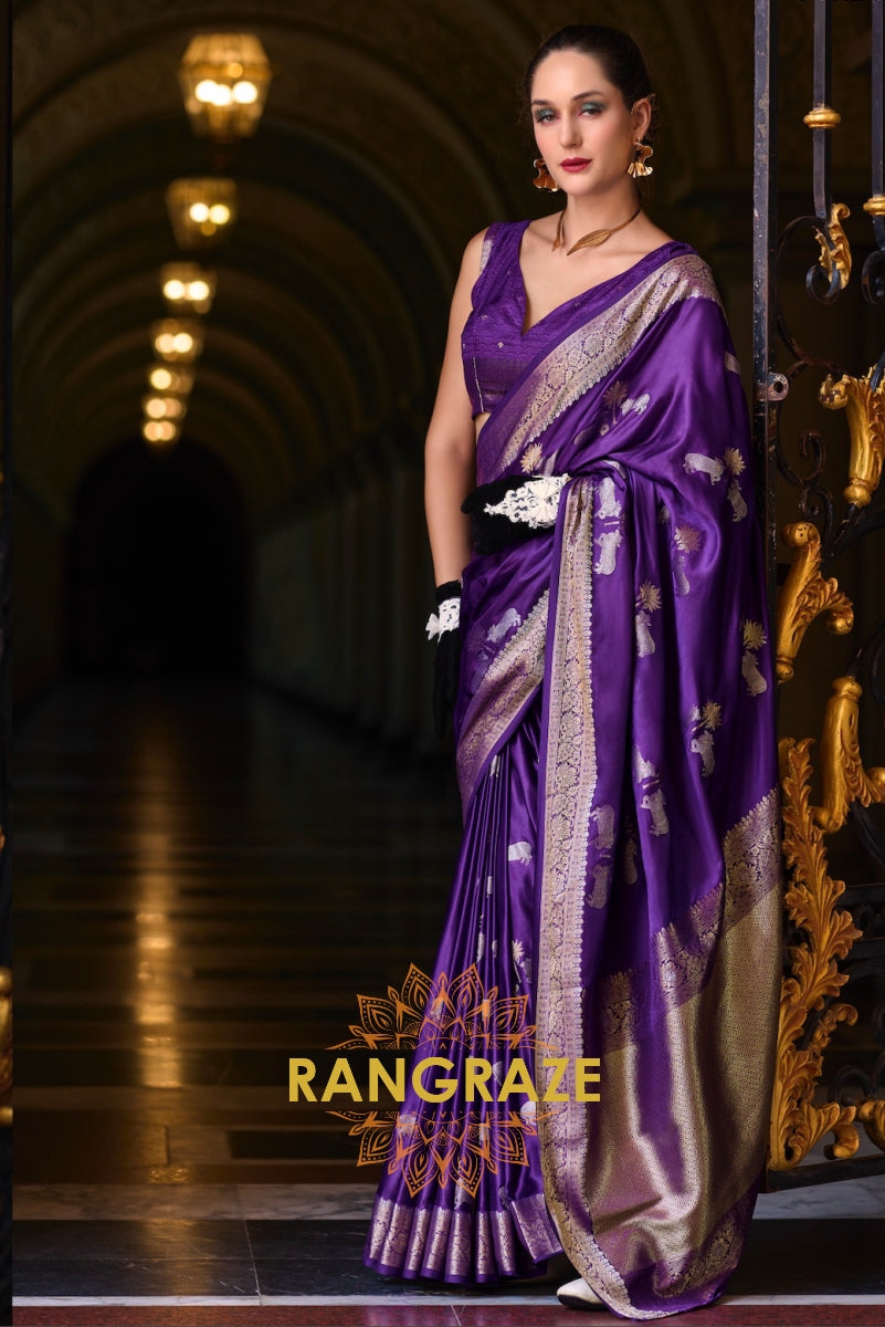 Empress Purple Banarasi Silk Saree