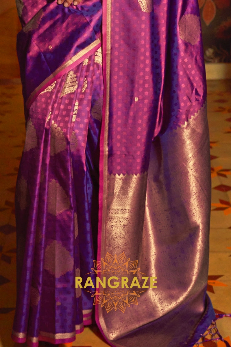 Coral Radiance Banarasi Handwoven Silk Saree
