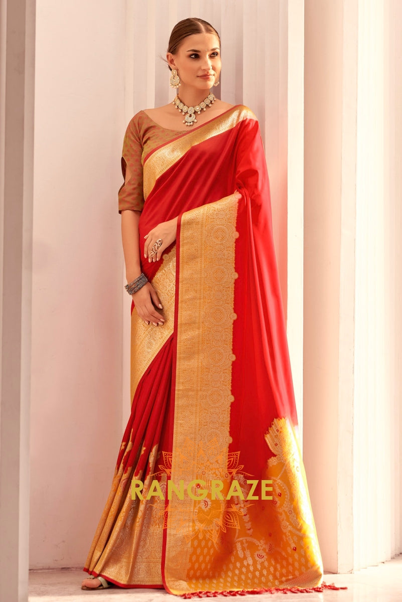 Crimson Elegance Banarasi Silk Saree