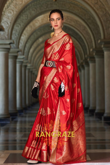 Scarlet Majesty Banarasi Silk Saree