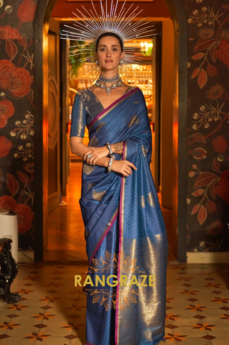 Plum Majesty Banarasi Handwoven Silk Saree