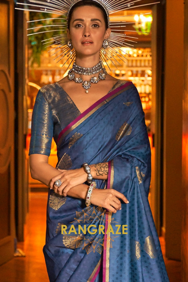Plum Majesty Banarasi Handwoven Silk Saree
