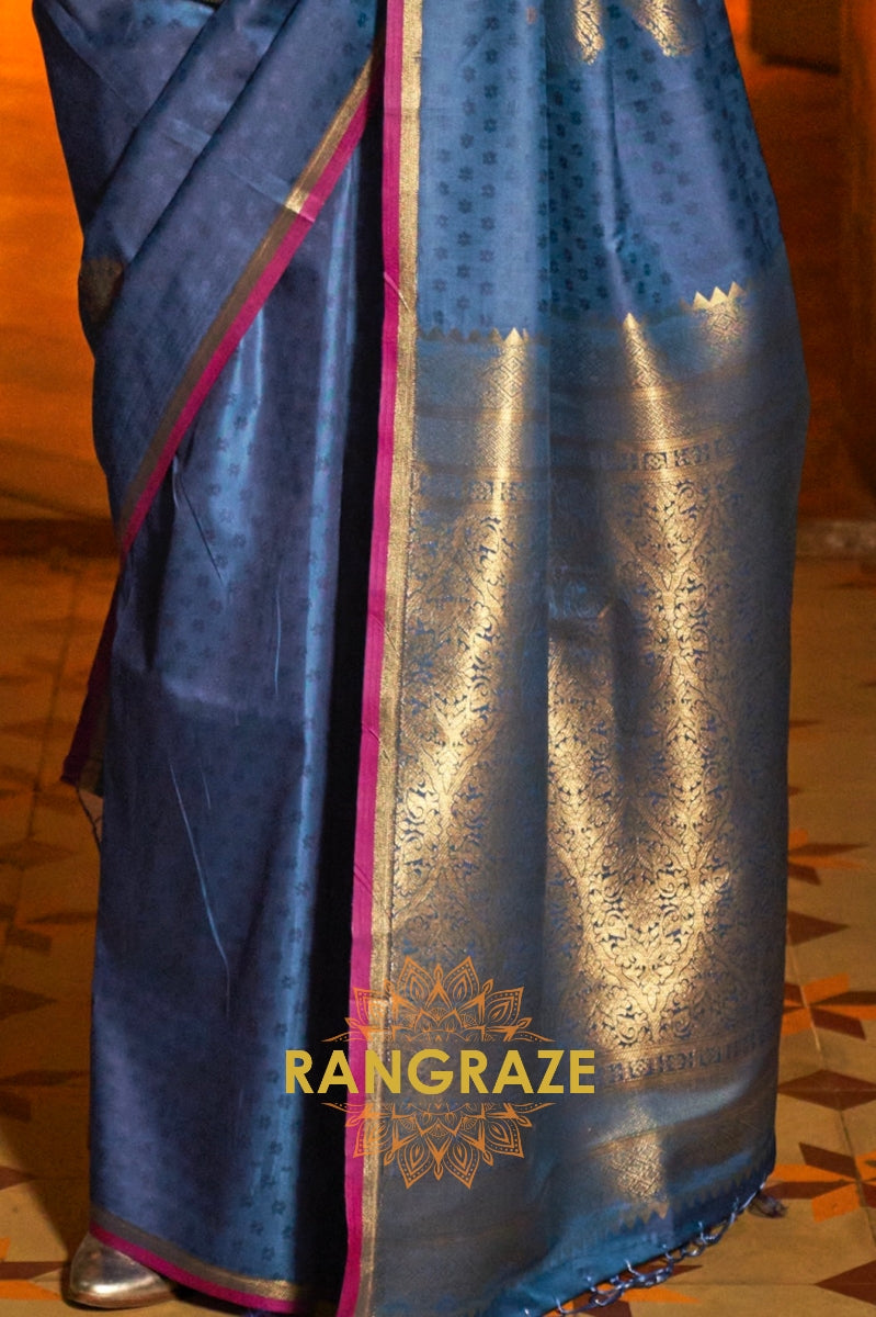 Plum Majesty Banarasi Handwoven Silk Saree