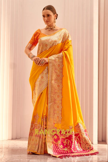 Sunrise Yellow Banarasi Silk Saree