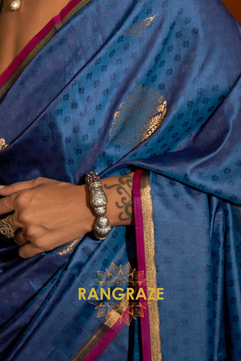 Plum Majesty Banarasi Handwoven Silk Saree
