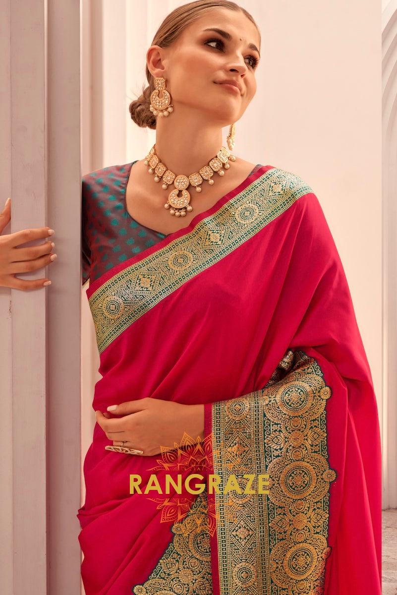 Raspberry Royale Banarasi Silk Saree