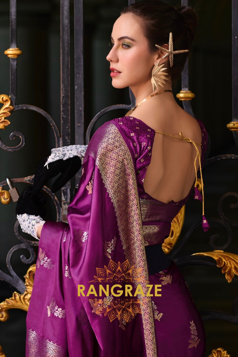 Royal Plum Banarasi Silk Saree