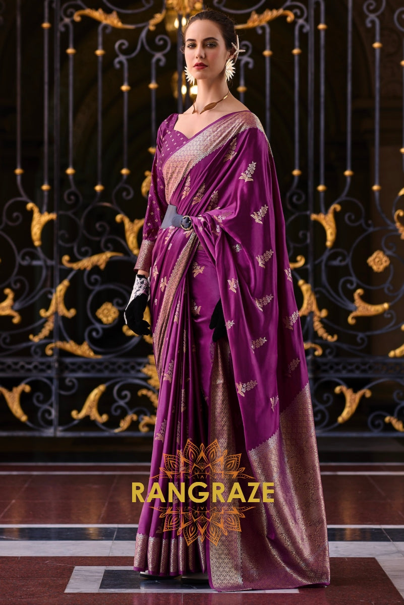 Royal Plum Banarasi Silk Saree