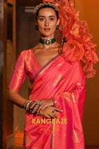 Ruby Blossom Banarasi Handwoven Silk Saree