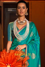 Green Majesty Banarasi Handwoven Silk Saree