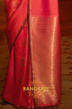 Ruby Blossom Banarasi Handwoven Silk Saree