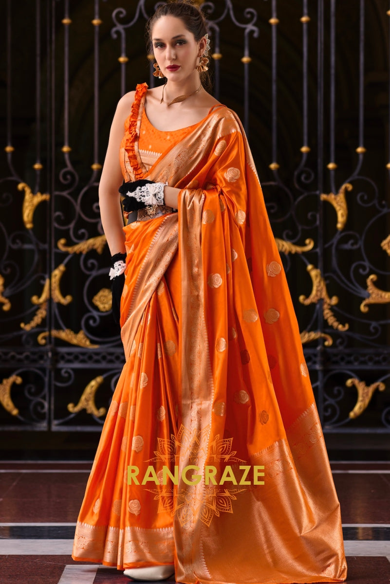 Amber Radiance Banarasi Silk Saree