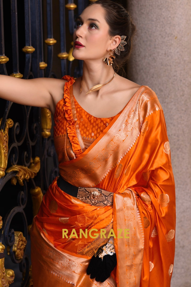 Amber Radiance Banarasi Silk Saree