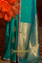 Green Majesty Banarasi Handwoven Silk Saree